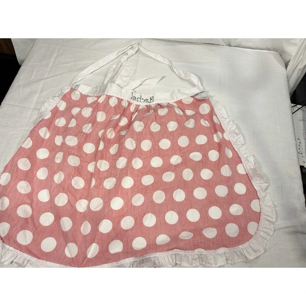 Disney Parks Minnie Mouse Red White Polka‎ Dot Ruffle Apron Personalized Rachel